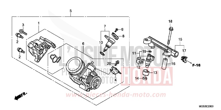 THROTTLE BODY for NC700X ABS DARKNESS BLACK METALLIC (NH463) from 2012